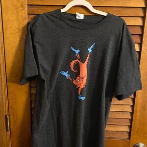 Port and Company Charcoal Tee with Orange and Blue Graphic